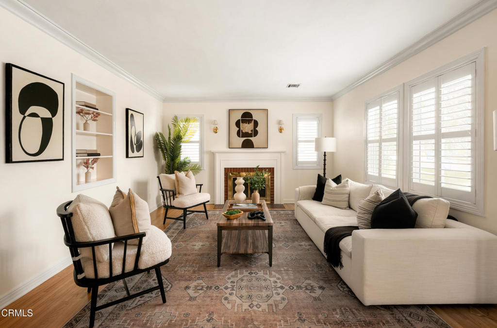 1587 North Harding Avenue Pasadena, CA 91104 - Photo 4 of 37 a living room with furniture and a fireplace