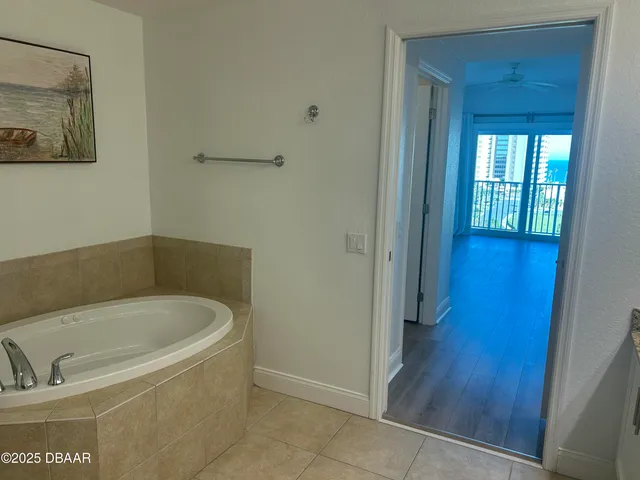 a bathroom with a tub