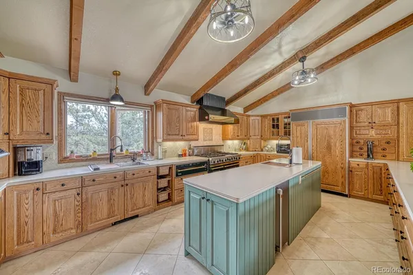 a kitchen with lots of counter space
