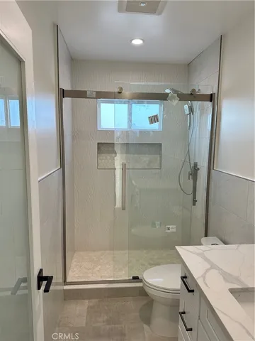 a close view of a toilet in a bathroom