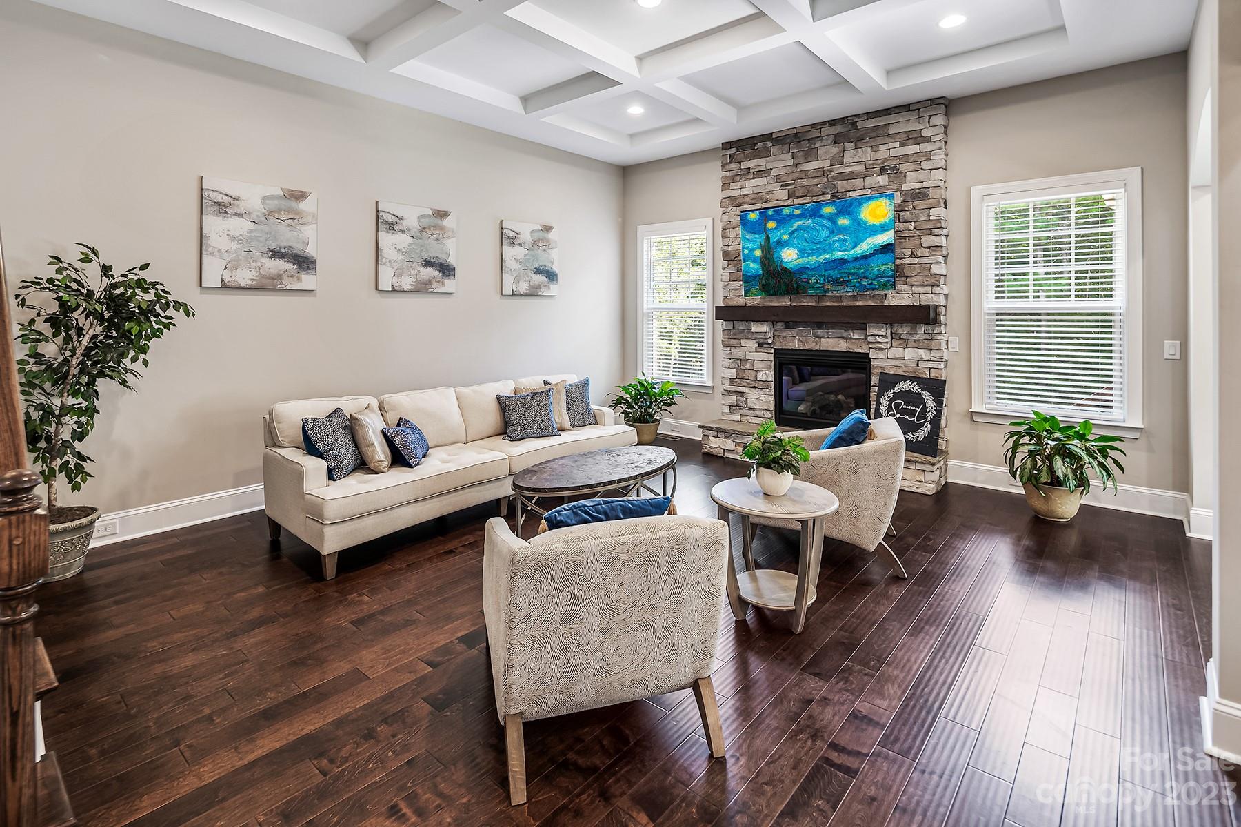 1004 Princessa Drive Wesley Chapel, NC 28104 - Photo 16 of 40 a living room with furniture a fireplace and a flat screen tv