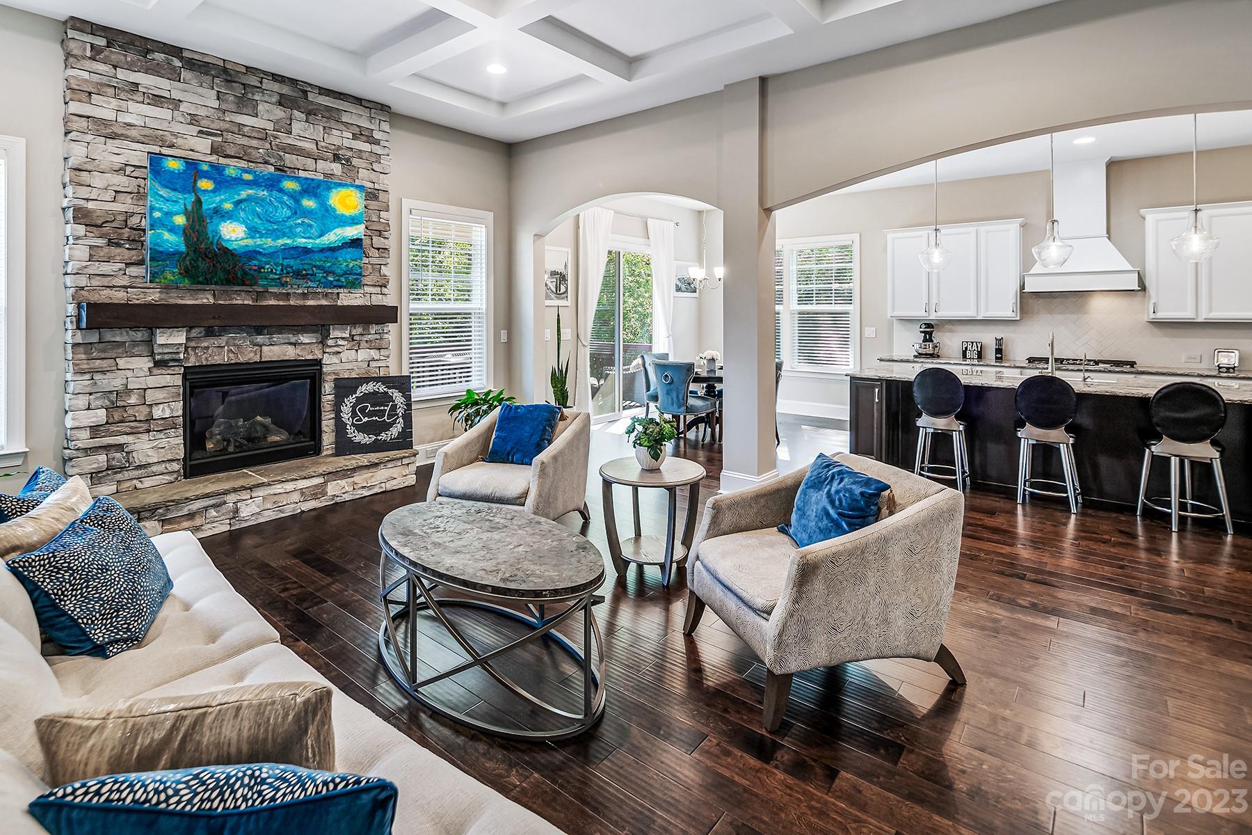 1004 Princessa Drive Wesley Chapel, NC 28104 - Photo 17 of 40 a living room with furniture a flat screen tv and a fireplace