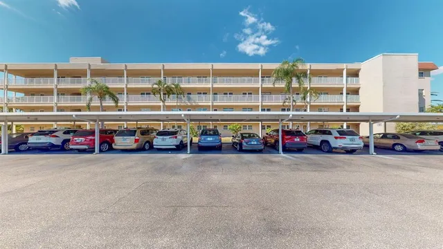 a large parking space in a city