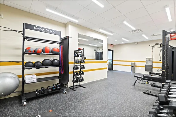a view of a room with gym equipment