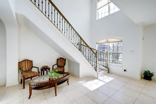 a view of a livingroom with furniture and a fireplace