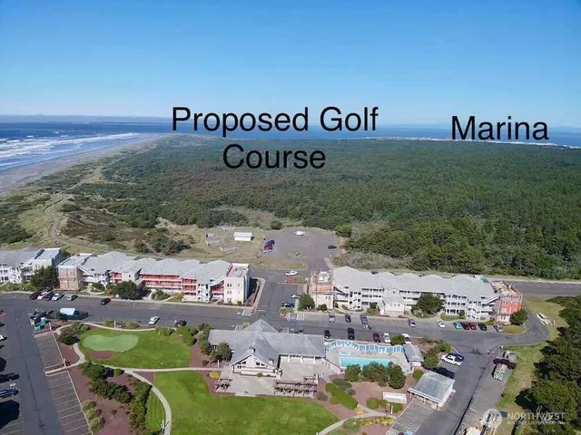 a view of a yard with an ocean