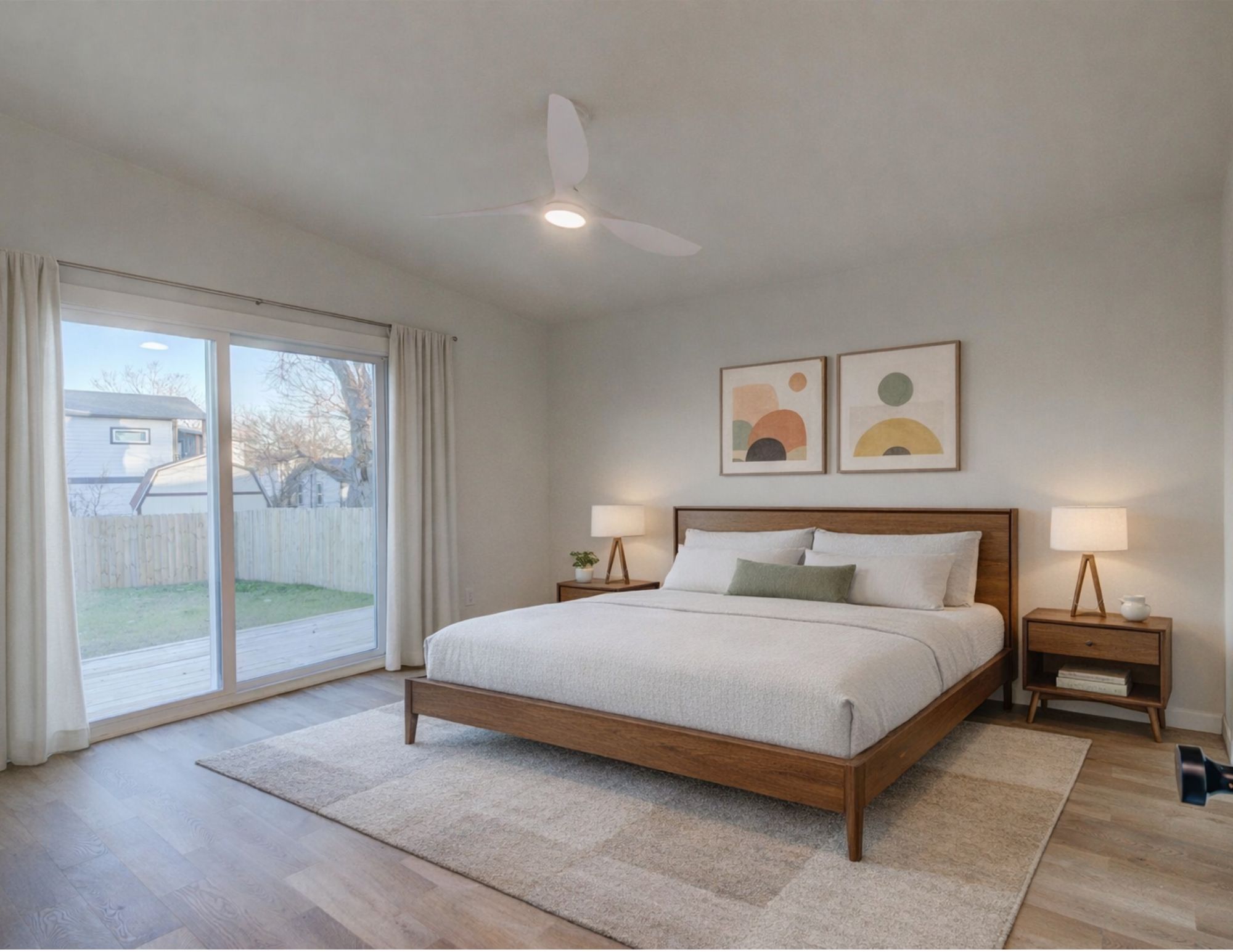 1719 Meander Drive Austin, TX 78721 - Photo 16 of 29 AI generated staging of primary bedroom.