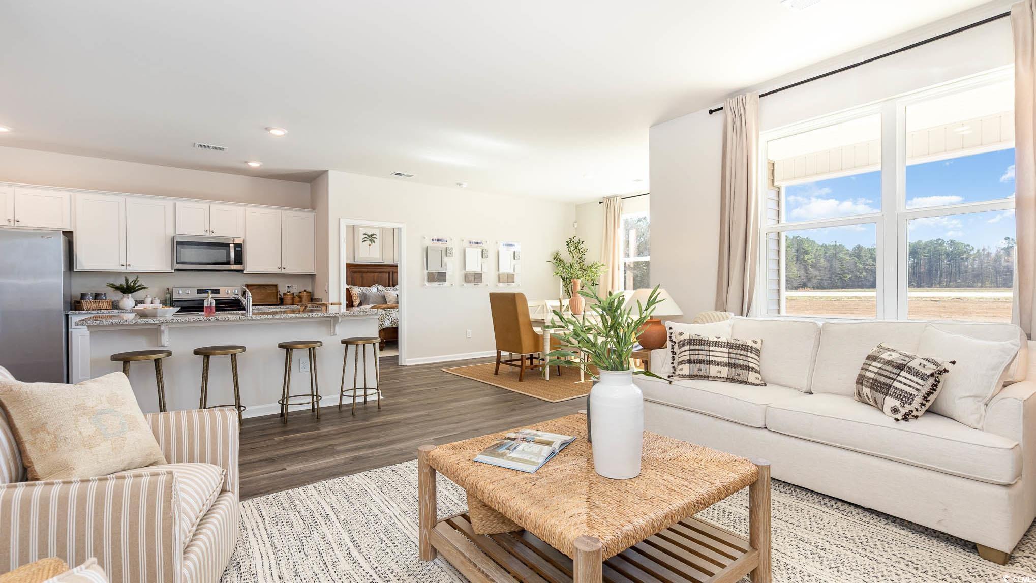 109 Homestead Way Myrtle Beach, SC 29588 - Photo 9 of 22 Living area featuring dark wood-style flooring and recessed lighting