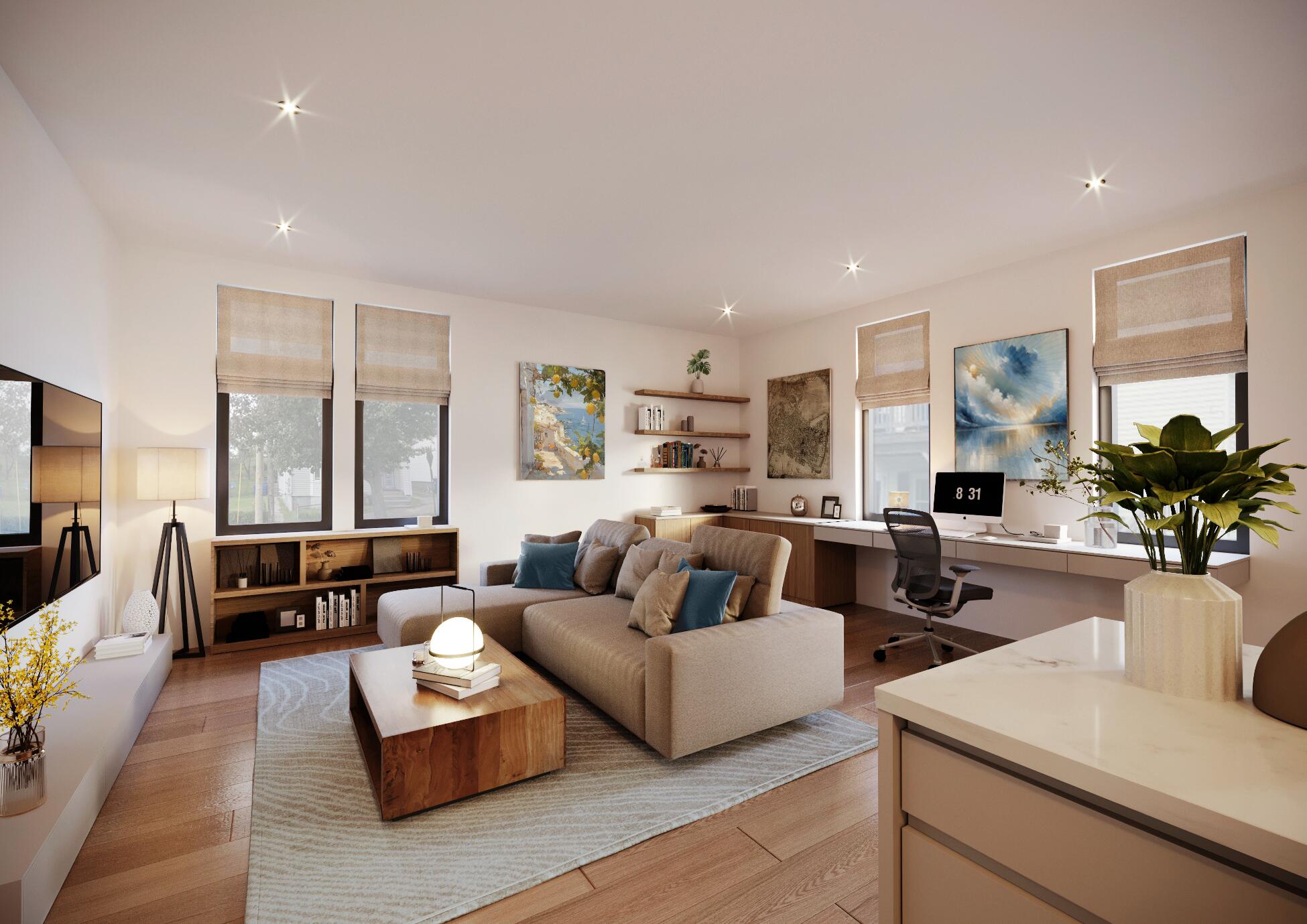 58 Cumberland Avenue, Unit 1 Portland, ME 04101 - Photo 13 of 24 Living Room Rendering