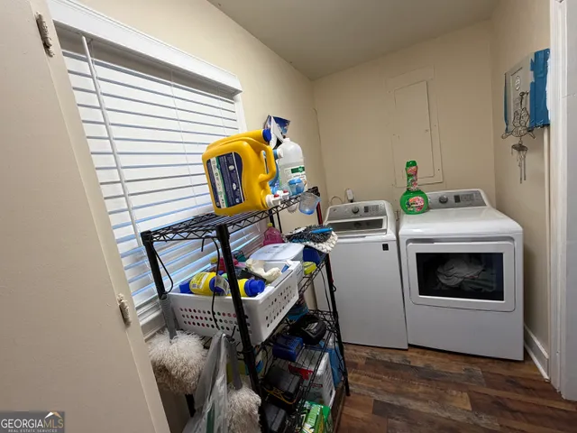 a utility room with dryer and washer
