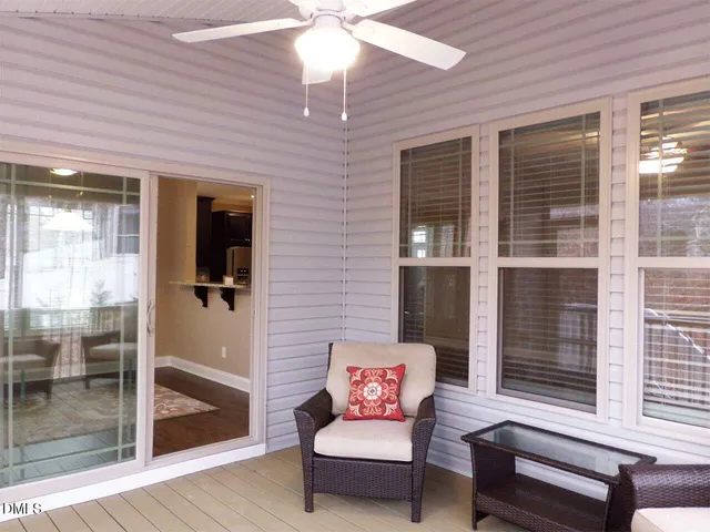 a outdoor living space with furniture and a window