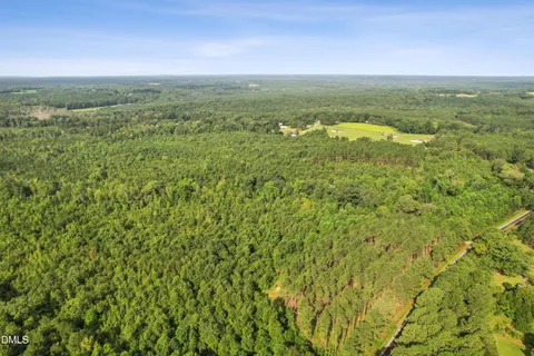 a view of a field with an ocean
