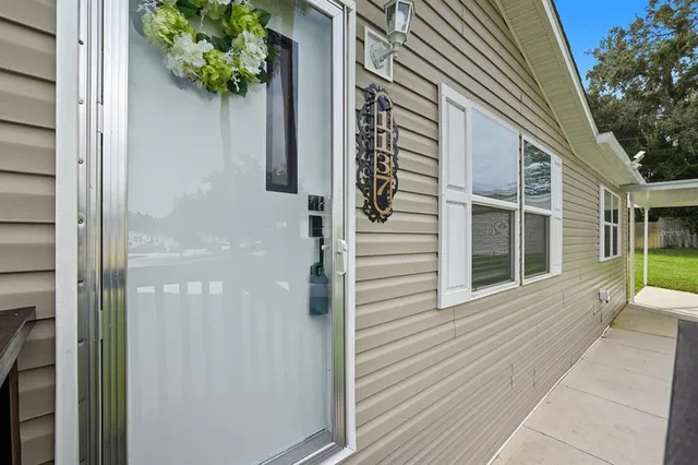 a potted plant sitting in front of a door