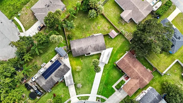 an aerial view of a house