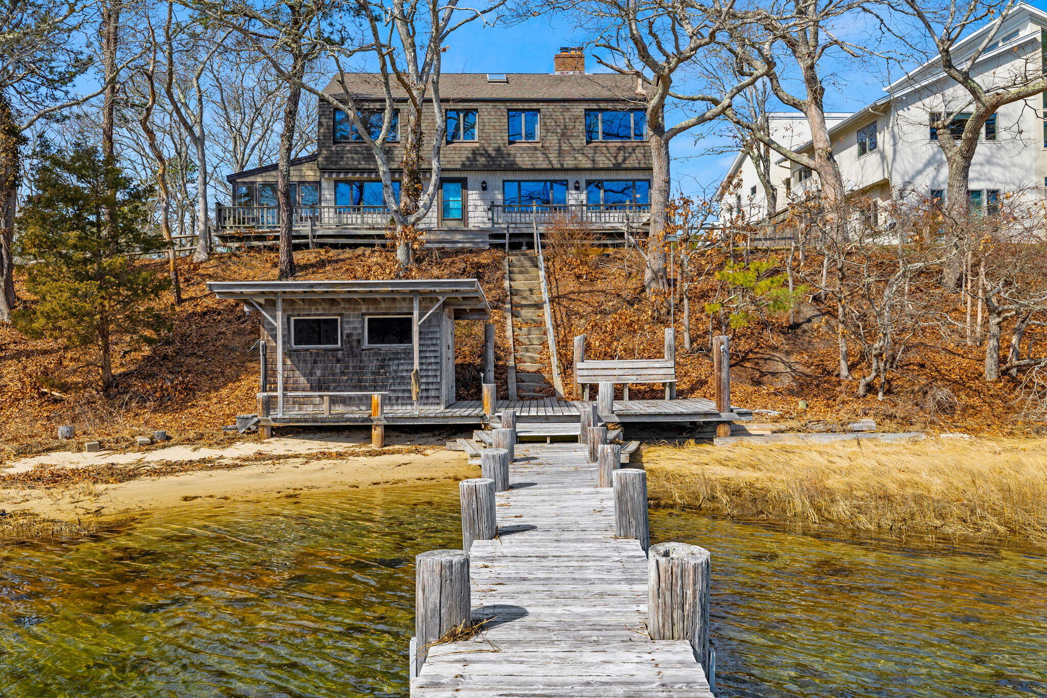 a front view of a house with ocean view