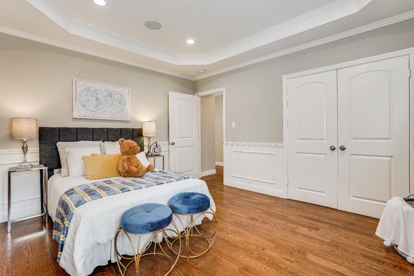 2275 Grant Road Los Altos, CA 94024 - Photo 33 of 66 a bedroom with a bed and wooden floor