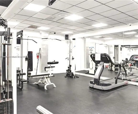 a view of a room with gym equipment