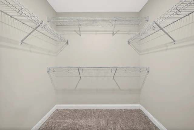 a view of a room with racks on the wall