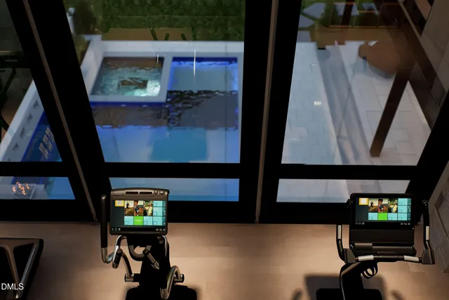 a view of a brick building with many windows