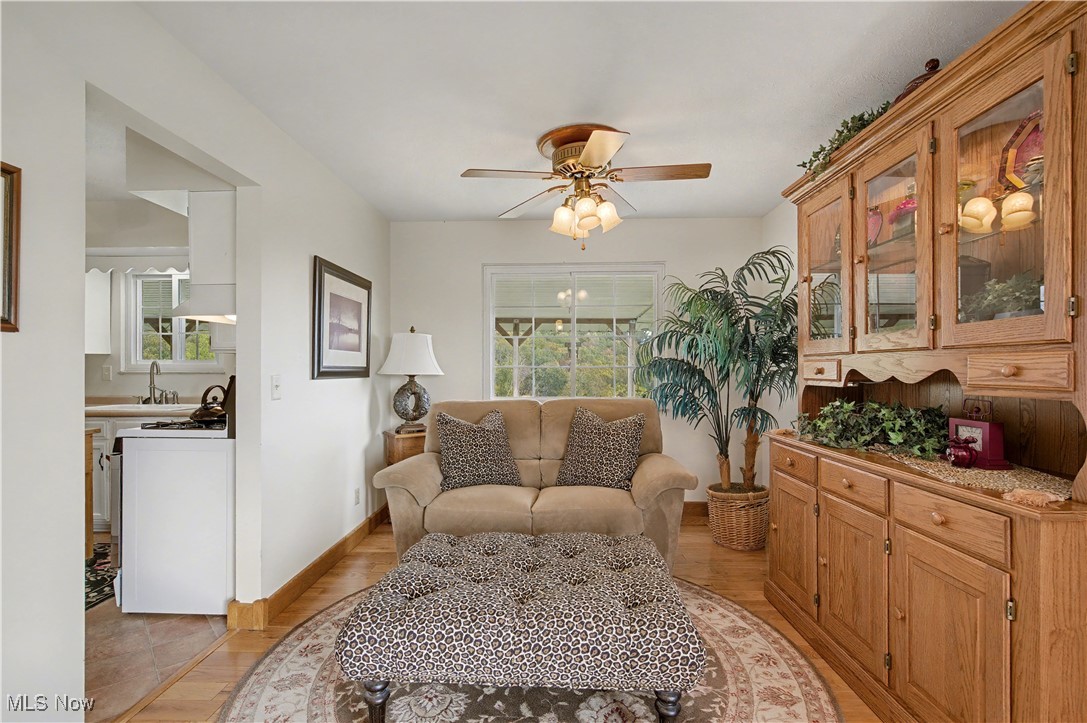 913 Rost Road Walker, WV 26180 - Photo 11 of 48 Living area featuring light wood finished floors and ceiling fan