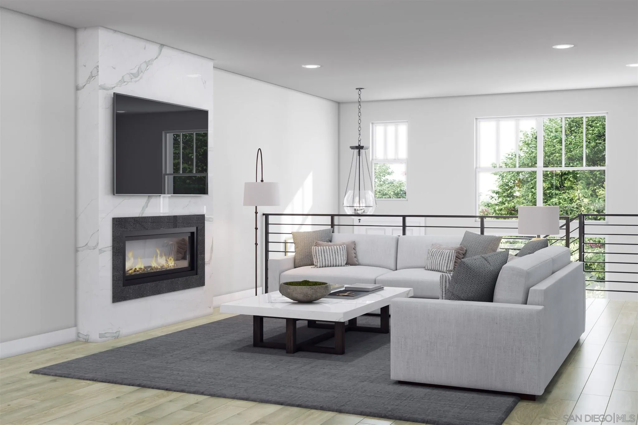 345 Oak Avenue Carlsbad, CA 92008 - Photo 6 of 21 a living room with furniture and a fireplace