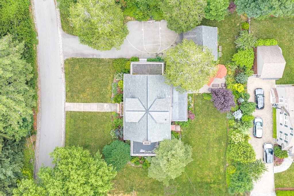 34 Rangeley Road Winchester, MA 01890 - Photo 41 of 42 an aerial view of a house with outdoor space pool seating area and yard