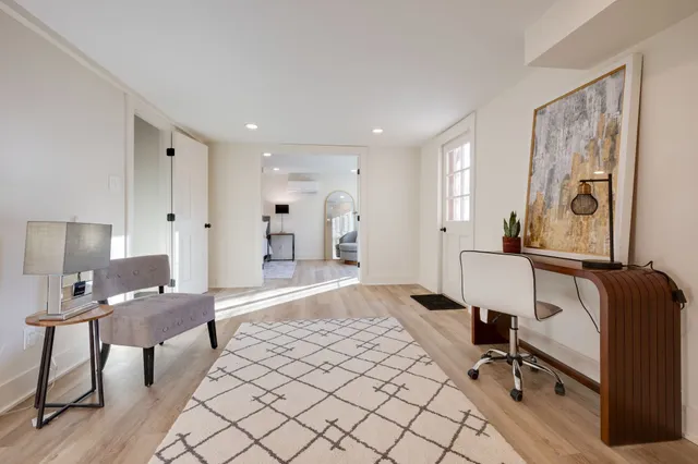 a living room with furniture