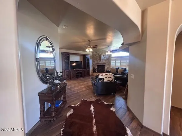 a view of a livingroom with furniture and a view of living room