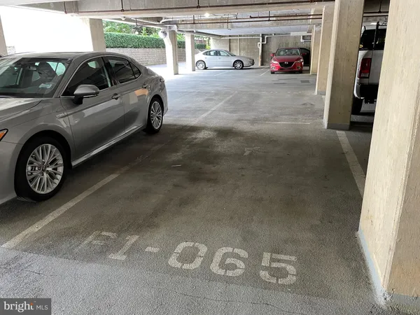 a view of car parked in garage