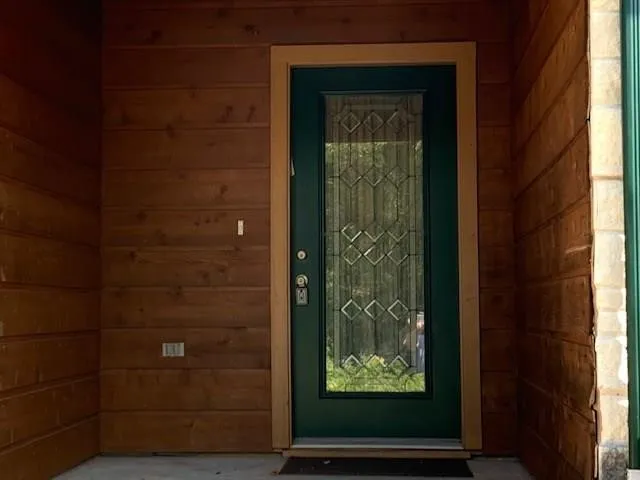 a view of a door of the house