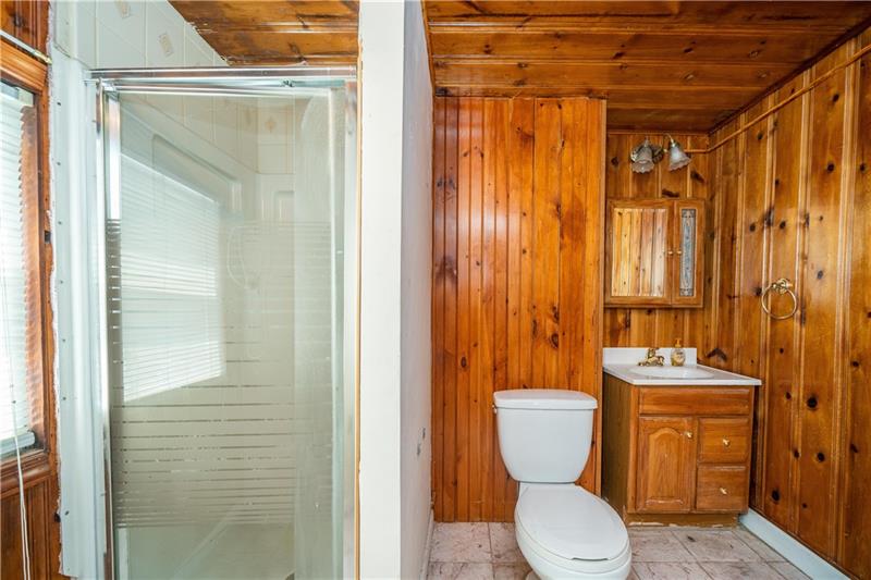 170 Churchill Road Turtle Creek, PA 15145 - Photo 15 of 25 Master bath features rustic knotty pine paneling