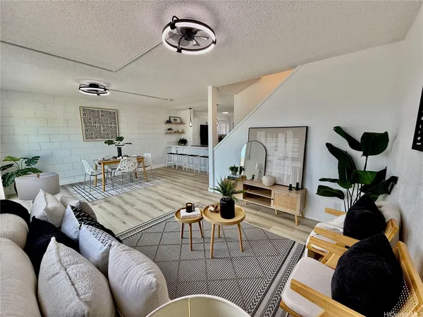 a living room with furniture
