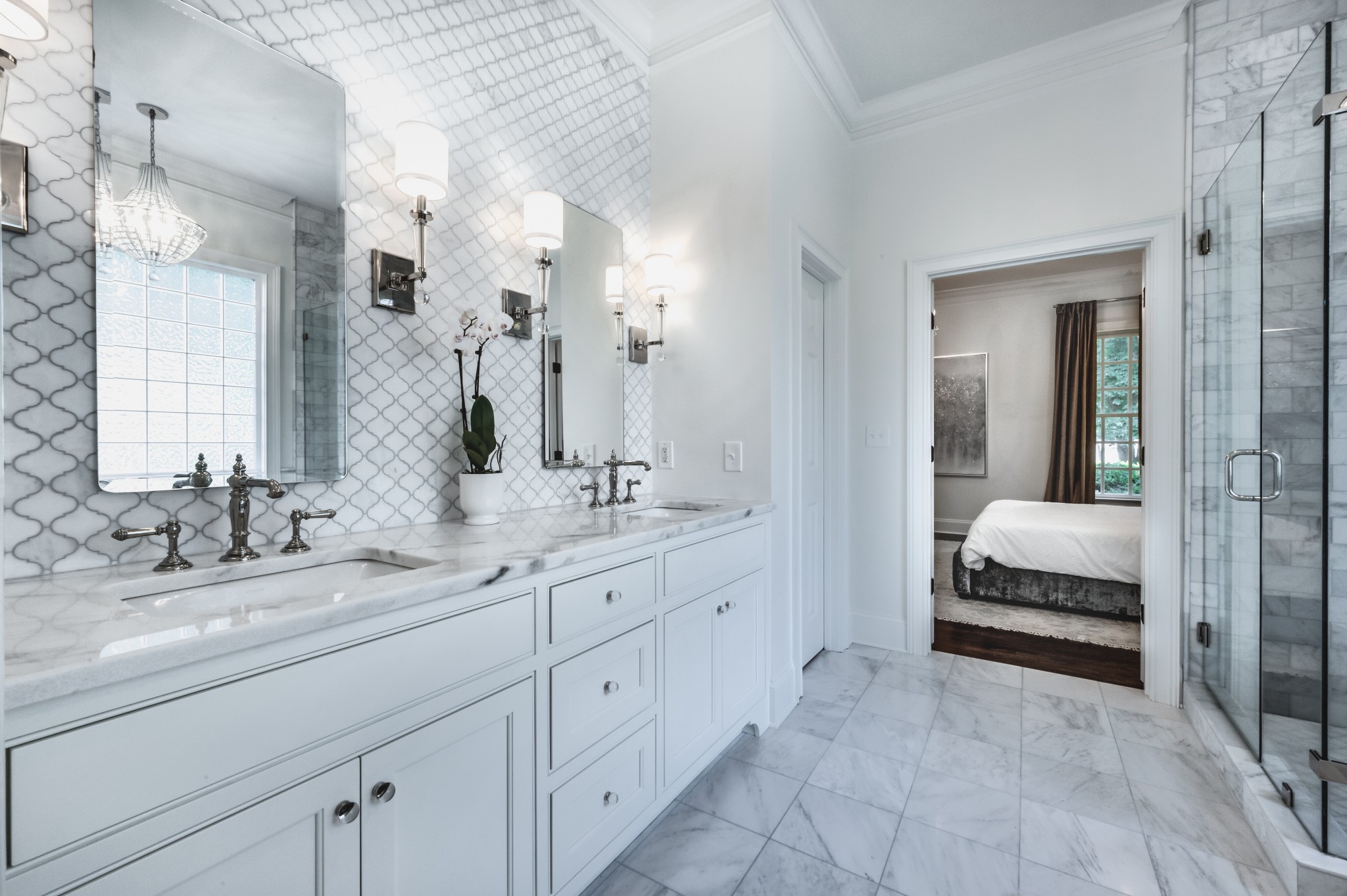 114 Cheek Road Nashville, TN 37205 - Photo 27 of 50 a en suite bathroom with double sink and a mirror