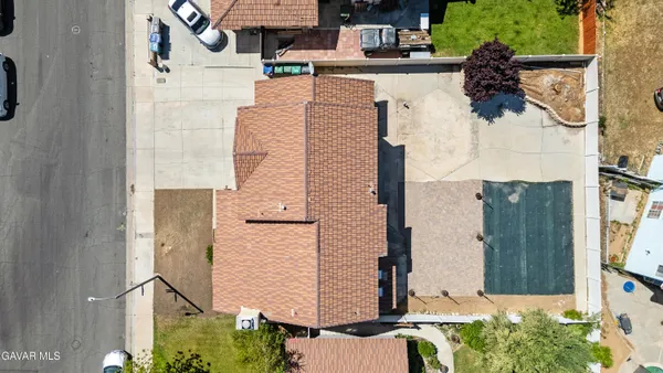 an aerial view of a house