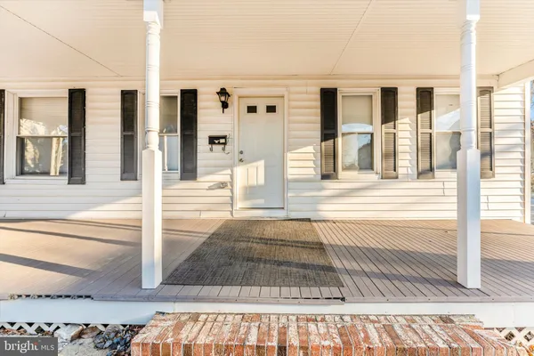 a view of a building from a corridor