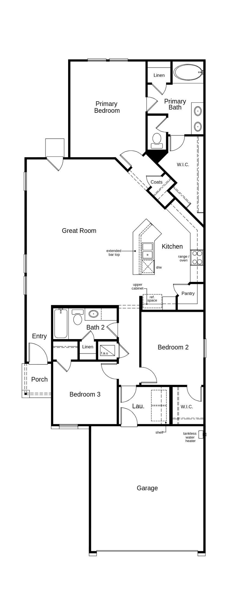 1446 Elsinore Drive Rosharon, TX 77583 - Photo 5 of 5 This floor plan features 3 bedrooms, 2 full baths, and over 1,500 square feet of living space.