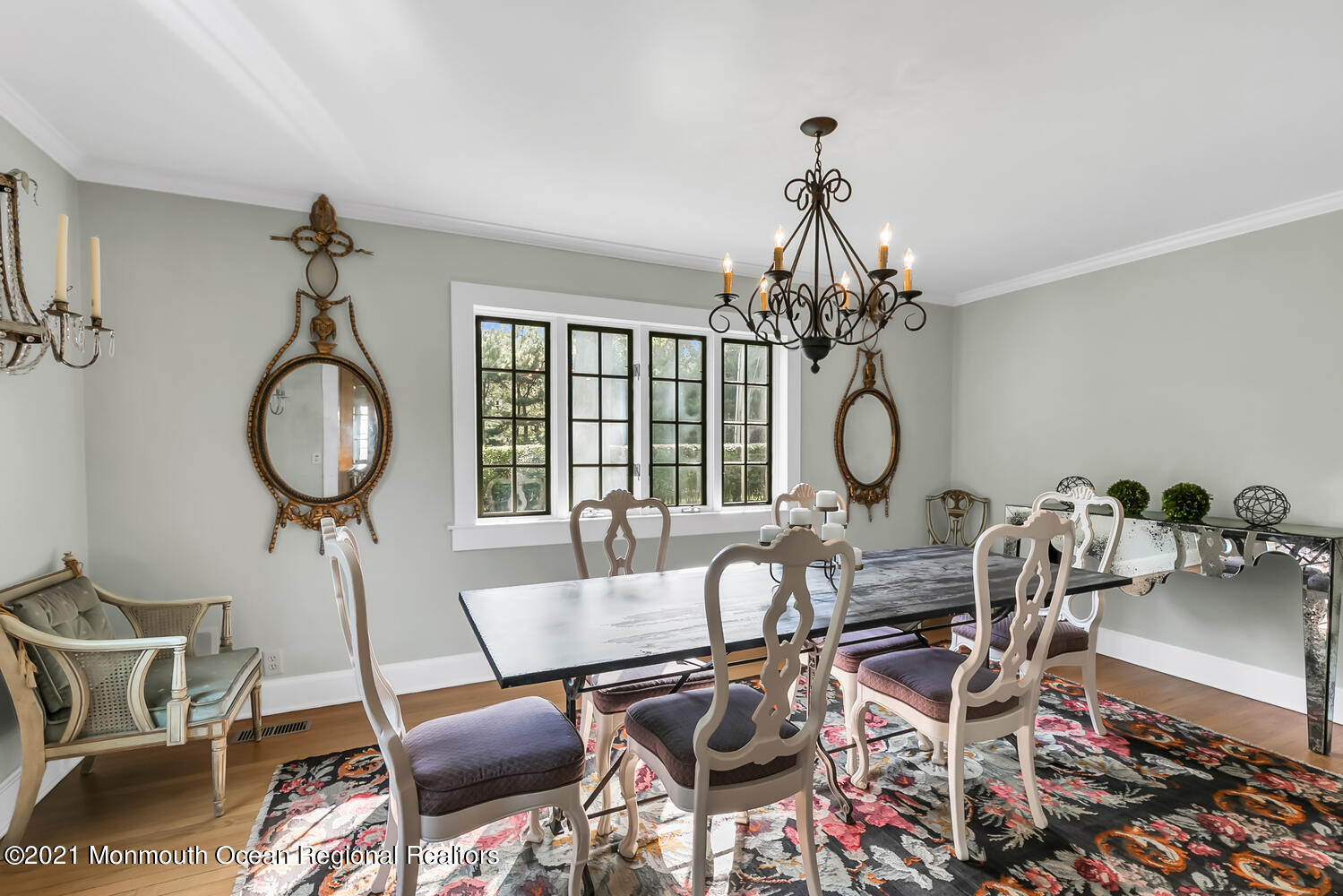 162 Black Point Road Rumson, NJ 07760 - Photo 12 of 58 a view of a dining room with furniture wooden floor and chandelier