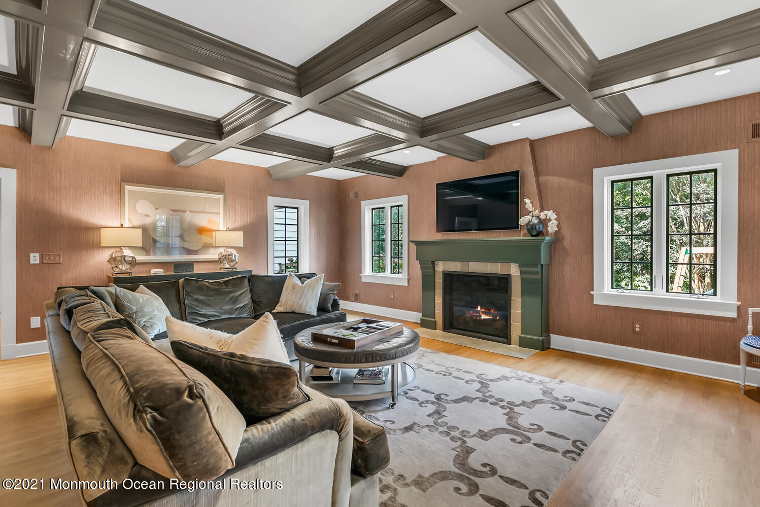 162 Black Point Road Rumson, NJ 07760 - Photo 17 of 58 a living room with furniture a flat screen tv and a fireplace