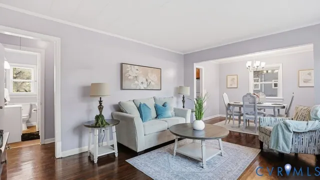 a living room with furniture rug and window