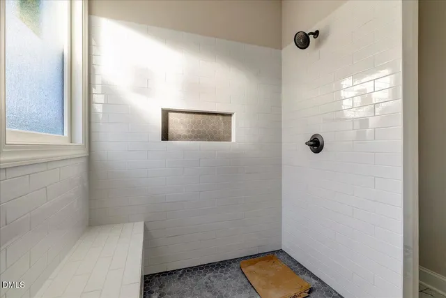 a bathroom with a window