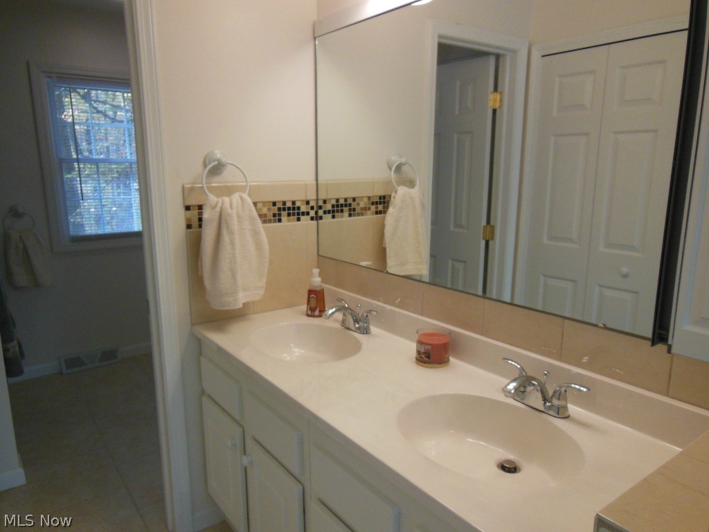 12145 Sperry Road Chesterland, OH 44026 - Photo 14 of 22 Separate Double Sinked Vanity Accented with Tile Backsplash ....
