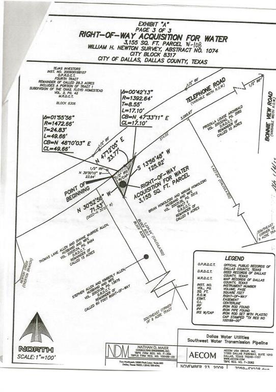 3510 Telephone Road Dallas, TX 75241 - Photo 6 of 37 Map showing corner of 3710 City of Dallas purchased for utilities easement
