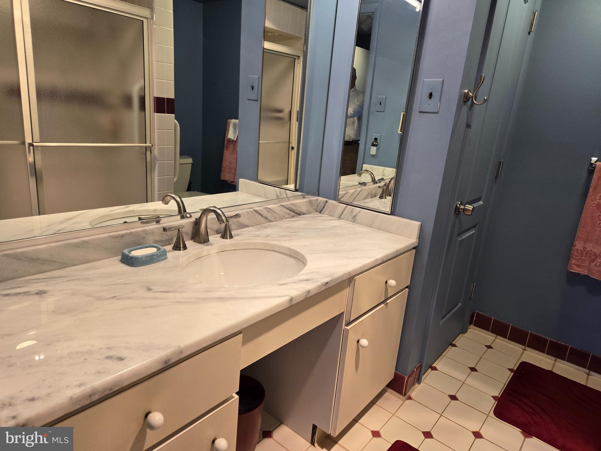 1000 Putnam Boulevard, Unit 603 Wallingford, PA 19086 - Photo 25 of 44 a bathroom with a sink and a mirror
