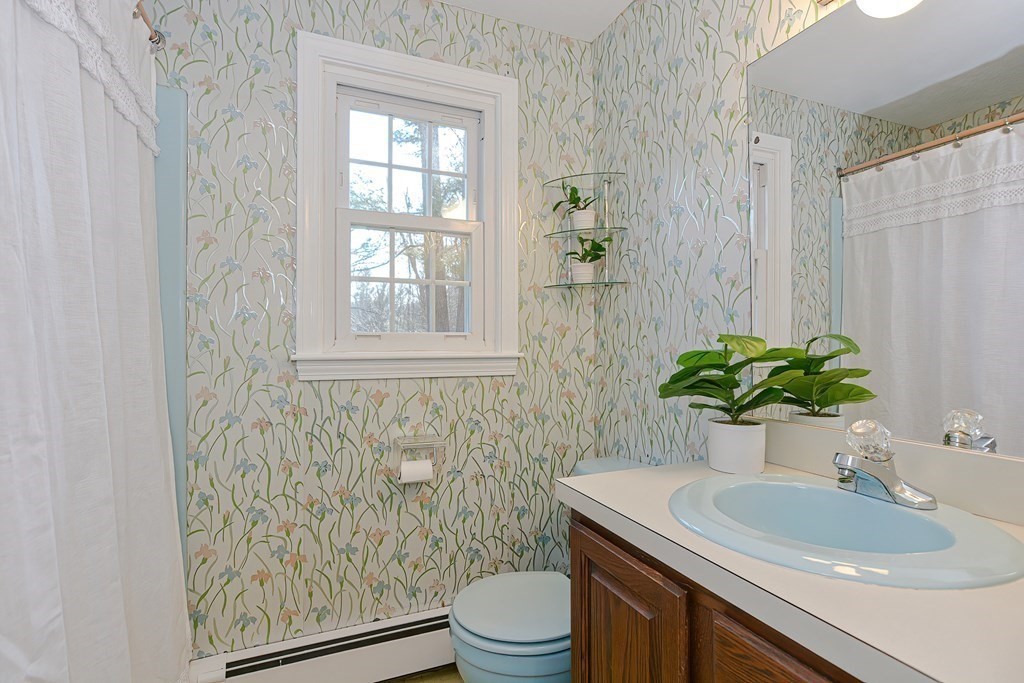 325 Spring Street Wrentham, MA 02093 - Photo 31 of 42 a bathroom with a sink toilet a mirror and shower