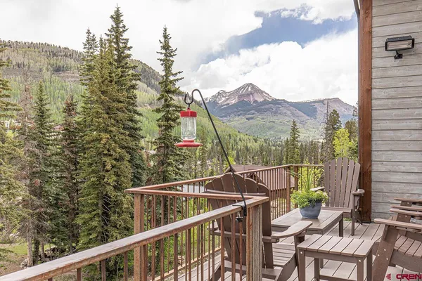a view of a balcony with an outdoor space