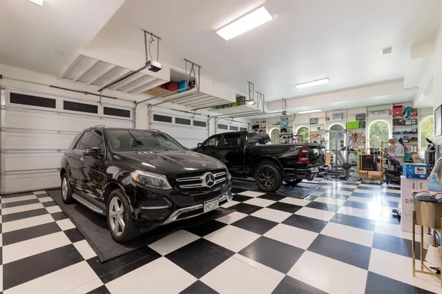 a view of a patio with a table and chairs