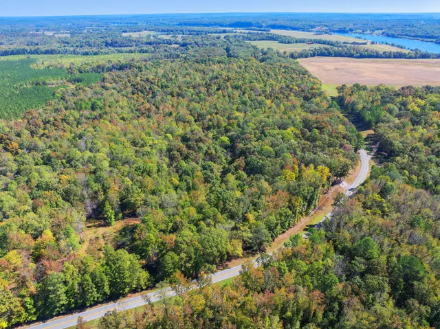 a view of a green field with an ocean view