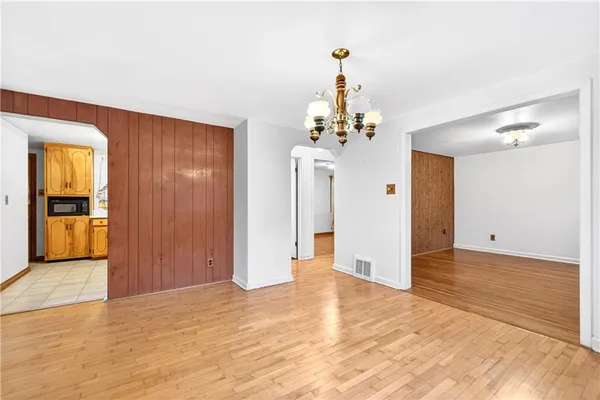 a view of a livingroom with a chandelier