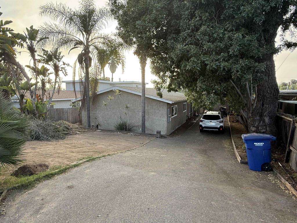 a couple of potted plants sitting in middle of a yard