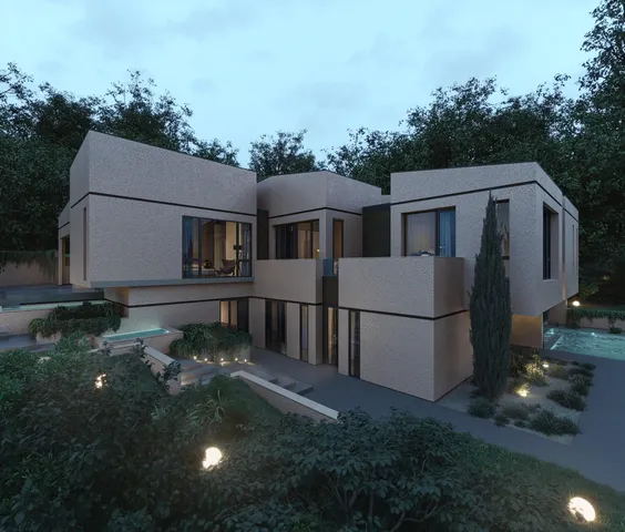 a view of a house with backyard and garden